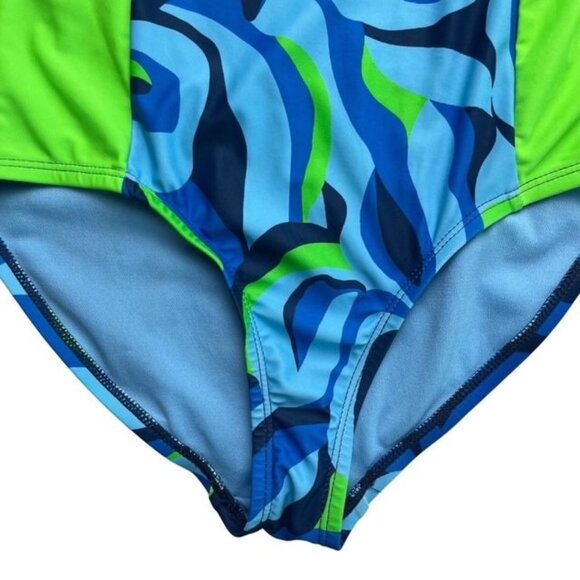 Spyder Girls Blue and Green One Piece Swim Suit Size 10 Years - Picture 7 of 7